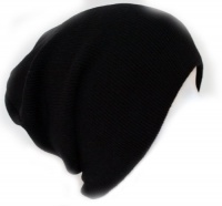 Ribbed Beanie Hat Slouch Style Skull Cap Ski Hat Black Ribbed Beanie Hat Slouch Style Skull Cap Ski Hat Black