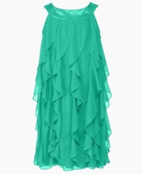 Ruffles are so right for her on this rich dress from Ruby Rox. Ruffles are so right for her on this rich dress from Ruby Rox.