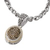 925 Silver, Brown & White Diamond Oval Pendant with 18k Gold Accents (0.65ctw)