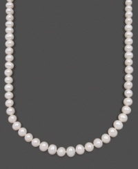 An elegant necklace with endless beauty featuring cultured freshwater pearls (9-10 mm) and a 14k gold clasp. Necklace by Belle de Mer. Approximate length: 22 inches. An elegant necklace with endless beauty featuring cultured freshwater pearls (9-10 mm) and a 14k gold clasp. Necklace by Belle de Mer. Approximate length: 22 inches.