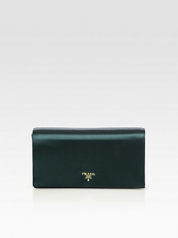 A classically elegant style of smooth satin in a boxy shape.Magnetic snap flap closureOne inside open pocketSatin lining9¾W X 5¼H X 1¾DMade in Italy A classically elegant style of smooth satin in a boxy shape.Magnetic snap flap closureOne inside open pocketSatin lining9¾W X 5¼H X 1¾DMade in Italy