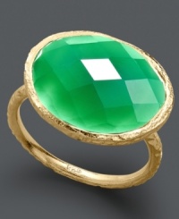 You're style is certainly enviable. Show it off in Studio Silver's bright and bold oval agate ring (8-3/8 mm). Crafted in 18k gold over sterling silver. Size 7. You're style is certainly enviable. Show it off in Studio Silver's bright and bold oval agate ring (8-3/8 mm). Crafted in 18k gold over sterling silver. Size 7.