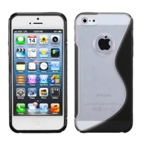 Clear/ Solid Black (S Shape) Gummy Silicone Skin Gel Cover Case For Apple iPhone 5 Clear/ Solid Black (S Shape) Gummy Silicone Skin Gel Cover Case For Apple iPhone 5