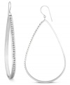 A stylish look takes shape in these drop earrings. Crafted from platinum over sterling silver, the oval pair dazzles with diamond accents. Approximate drop: 2-9/10 inches. Approximate width: 1-1/2 inches.