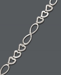 A look you'll absolutely adore! Victoria Townsend presents a fabulous, new design that highlights three, interlocking hearts and figure eight links. Crafted in sterling silver with sparkling diamond accents. Approximate length: 7 inches. A look you'll absolutely adore! Victoria Townsend presents a fabulous, new design that highlights three, interlocking hearts and figure eight links. Crafted in sterling silver with sparkling diamond accents. Approximate length: 7 inches.