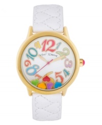 Your heart will go a-flutter for this colorful and quirky watch from Betsey Johnson. Your heart will go a-flutter for this colorful and quirky watch from Betsey Johnson.