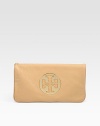 A simple versatile clutch is the perfect style solution for day or night, crafted of supple pebble-grain leather . Detachable leather and chain shoulder strap, 11 dropMagnetic flap closureTwo inside zip pocketsCanvas lining12¾W X 7½H X 1DImported