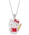 Get back to the books. Hello Kitty's schoolgirl pendant gets an instant A+ for style! Crafted in sterling silver with white, pink, red and yellow enamel accents. Approximate length: 18 inches. Approximate drop: 3/4 inch.