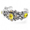 Silver Bracelet ...Star Knights Regent Cuff .925 Sterling Silver Bangle Bracelet with Stones for Women