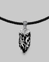 A thoroughly modern shield design crafted in fine sterling silver on an adjustable leather cord. From the Men's Dayak Collection Sterling silver Adjustable leather cord: 18-20 long ¾W X 2¼L Lobster clasp Imported 