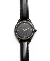 This smoky and shimmering Carolee watch exudes mystery with jet pave stones and crystal shimmer. This smoky and shimmering Carolee watch exudes mystery with jet pave stones and crystal shimmer.