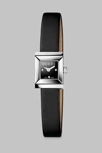 The ultimate day-to-evening design, with a diamond-punctuated bezel, features an elegant satin strap. G-frame stainless steel case, 18mm x 14mm (.70 x .55) Bevel-edged sapphire glass Black lacquered dial set with diamonds Black satin strap Made in Switzerland The ultimate day-to-evening design, with a diamond-punctuated bezel, features an elegant satin strap. G-frame stainless steel case, 18mm x 14mm (.70 x .55) Bevel-edged sapphire glass Black lacquered dial set with diamonds Black satin strap Made in Switzerland