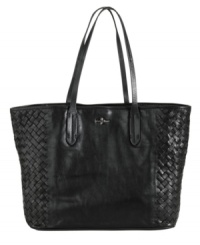 It's all in the details with this fabulous tote from Cole Haan. Woven sides bring a fresh new look to this classic silhouette, while a subtle signature accent is placed at front. It's all in the details with this fabulous tote from Cole Haan. Woven sides bring a fresh new look to this classic silhouette, while a subtle signature accent is placed at front.