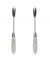 Add an exclamation point to your evening wear in elegant Swarovski drops. Chic, linear design features a sleek silver tone mixed metal setting accented by sparkling crystal drops. Approximate length: 2-1/10 inches.