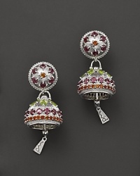 Inspired by Zen philosophy, these earrings from Paul Morelli gleam with intricately detailed sterling silver meditation bells, set with pink rhodolite, peridot and madeira citrine. Inspired by Zen philosophy, these earrings from Paul Morelli gleam with intricately detailed sterling silver meditation bells, set with pink rhodolite, peridot and madeira citrine.