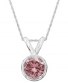 Perfection in pink. A round-cut, bezel-set pink diamond (1 ct. t.w.) shines in a luminous 14k white gold setting. Approximate length: 18 inches. Approximate drop: 1/2 inch.