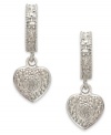 Hearts in the right place. Victoria Townsend's drop earrings, crafted from sterling silver, sparkle with diamond accents. Approximate drop: 3/4 inches. Approximate width: 1/3 inch.