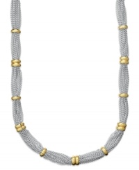 Set the tone this sesason. Lauren by Ralph Lauren's airy necklace features multiple strands of fine chains and stunning 14k gold-plated accents. Set in silver tone mixed metal. Approximate length: 18 inches. Set the tone this sesason. Lauren by Ralph Lauren's airy necklace features multiple strands of fine chains and stunning 14k gold-plated accents. Set in silver tone mixed metal. Approximate length: 18 inches.