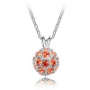 Silver Tone White Gold Swarovski Style Vintage Crystal Ball Pendant Necklace