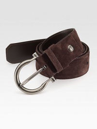 An adjustable design is elegantly styled in suede with a single gancino buckle. About 1½ wide Suede Made in Italy An adjustable design is elegantly styled in suede with a single gancino buckle. About 1½ wide Suede Made in Italy