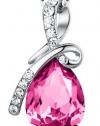 ARCO IRIS Eternal Love Teardrop Swarovski Elements Crystal Pendant Necklace for Women W 18k White Gold Plated Chain - Rose Pink