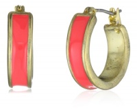 Anne Klein Bright Links Gold-Tone Coral Enamel Hoop Earrings Anne Klein Bright Links Gold-Tone Coral Enamel Hoop Earrings