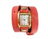 La Mer Collections - Simple Coral Leather Wrap Watch