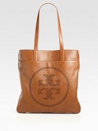 Luxurious leather with a perforated logo emblem in a slim profile design.Double top handles, 10½ dropMagnetic snap closureTwo outside open pocketsOne inside zip pocketTwo inside open pocketsCotton lining15W X 15H X 1DImported Luxurious leather with a perforated logo emblem in a slim profile design.Double top handles, 10½ dropMagnetic snap closureTwo outside open pocketsOne inside zip pocketTwo inside open pocketsCotton lining15W X 15H X 1DImported