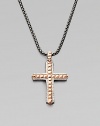 From the Alchemy in the UK Collection. A bold cross pendant of sterling silver, textured, studded and finished with rose goldplatng and black rhodium-plated accents, on a chunky chain of oxidized silver.Sterling silverRose goldplated and rhodium plated accentsChain length, about 24Pendant length, about 1½Lobster claspImported