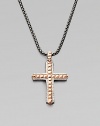 From the Alchemy in the UK Collection. A bold cross pendant of sterling silver, textured, studded and finished with rose goldplatng and black rhodium-plated accents, on a chunky chain of oxidized silver.Sterling silverRose goldplated and rhodium plated accentsChain length, about 24Pendant length, about 1½Lobster claspImported