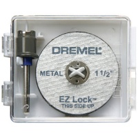 Dremel EZ406 1 1/2-Inch EZ Lock Rotary Tool Cut-Off Wheel and Mandrel Metal Cutting Starter Kit Dremel EZ406 1 1/2-Inch EZ Lock Rotary Tool Cut-Off Wheel and Mandrel Metal Cutting Starter Kit