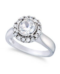 Embrace glamour. True Miracle's halo ring is adorned with round-cut diamonds (1 ct. t.w.) for an elegant effect. Set in 14k white gold. Size 5, 5-1/2, 6, 6-1/2, 7, 7-1/2 and 8. Embrace glamour. True Miracle's halo ring is adorned with round-cut diamonds (1 ct. t.w.) for an elegant effect. Set in 14k white gold. Size 5, 5-1/2, 6, 6-1/2, 7, 7-1/2 and 8.