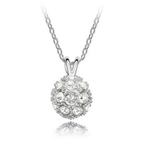 Silver Tone White Gold Swarovski Style Vintage Crystal Ball Pendant Necklace Silver Tone White Gold Swarovski Style Vintage Crystal Ball Pendant Necklace