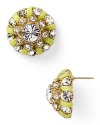 kate spade new york shoots from the hip with this pair of stud earrings accented by inset crystals and neon stitching.