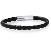 Genuine Braided Black Leather Ladies Bracelet 6 mm 7 inches with Locking Stainless Steel Clasp Genuine Braided Black Leather Ladies Bracelet 6 mm 7 inches with Locking Stainless Steel Clasp