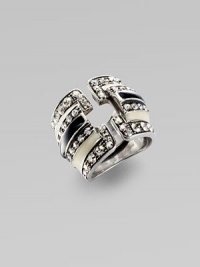 Sterling silver is studded with glittering crystals and painted with contrasting enamel stripes.Crystal Enamel Sterling silver Width, about ¾ Made in Italy Additional Information Women's Ring Size Guide Sterling silver is studded with glittering crystals and painted with contrasting enamel stripes.Crystal Enamel Sterling silver Width, about ¾ Made in Italy Additional Information Women's Ring Size Guide
