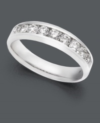 Make the moment magical. Beautifully crafted wedding ring features a polished 18k white gold setting with sparkling round-cut diamonds (1/2 ct. t.w.). IGI Certified diamonds. Make the moment magical. Beautifully crafted wedding ring features a polished 18k white gold setting with sparkling round-cut diamonds (1/2 ct. t.w.). IGI Certified diamonds.