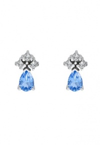 Effy Jewlery 14K White Gold Blue Topaz & Diamond Earrings, 1.12 TCW Effy Jewlery 14K White Gold Blue Topaz & Diamond Earrings, 1.12 TCW
