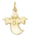 What a boo-tiful charm! This cute and creepy ghost charm is crafted in polished and textured 14k gold. Chain not included. Approximate length: 4/5 inch. Approximate width: 1/2 inch.