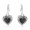 1/5 Carat Black & White Diamond Heart Dangle Earrings in Sterling Silver