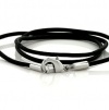 Black Soft Smooth Silky 2mm Rubber Cord Chain 18-20 inch Necklace with Sterling Silver Lobster Clasp