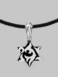 A thoroughly modern look crafted in fine sterling silver on an adjustable leather cord. From the Men's Dayak Collection Sterling silver Adjustable leather cord: 18-20 long ¾W X 1½L Lobster clasp Imported A thoroughly modern look crafted in fine sterling silver on an adjustable leather cord. From the Men's Dayak Collection Sterling silver Adjustable leather cord: 18-20 long ¾W X 1½L Lobster clasp Imported
