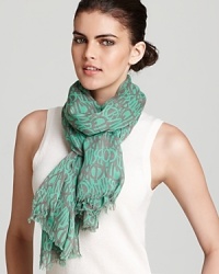 A sheer oblong scarf with linear MARC BY MARC JACOBS printed all over for a statement-making scarf style. A sheer oblong scarf with linear MARC BY MARC JACOBS printed all over for a statement-making scarf style.