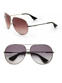 The classic look, destined to never go out of style in lightweight metal with coveted logo detail. Available in light gold frames with brown gradient lenses or dark ruthenium frames with grey shade lenses. Logo temple detail 100% UV protective Imported The classic look, destined to never go out of style in lightweight metal with coveted logo detail. Available in light gold frames with brown gradient lenses or dark ruthenium frames with grey shade lenses. Logo temple detail 100% UV protective Imported