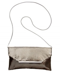 Turn up the shine with this gorgeous BCBGMAXAZRIA mesh envelope bag with gleaming nickel hardware. The perfect finishing touch for a glam night out. Turn up the shine with this gorgeous BCBGMAXAZRIA mesh envelope bag with gleaming nickel hardware. The perfect finishing touch for a glam night out.