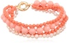 4 Row Swarovski Coral Coated Pearls and Pink Freshwater Pearl with Gold Tone Clasp Bracelet, 7.5