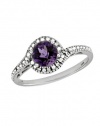 Effy Jewlery 14K White Gold Amethyst and Diamond Ring, .73 TCW Ring size 7