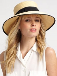 This classic topper is finished with a bold grosgrain ribbon band and matching piping.PaperBrim, about 4¾ wideMade in Italy of imported fabric This classic topper is finished with a bold grosgrain ribbon band and matching piping.PaperBrim, about 4¾ wideMade in Italy of imported fabric