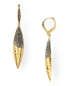 Judith Jack interprets the feather motif in striking style. This pair of thin, gold drop earrings flaunt a sculptural shape with allure-adding sparkle.