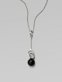This refined piece features a single smooth black agate stone upon a narrow sterling silver circle link on a delicate link chain. Sterling silverBlack agateLength, about 31Pendant length, about 2¾Toggle closureImported This refined piece features a single smooth black agate stone upon a narrow sterling silver circle link on a delicate link chain. Sterling silverBlack agateLength, about 31Pendant length, about 2¾Toggle closureImported